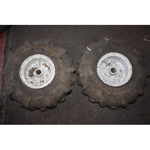 153 - Pair wheels & tyres- perished 3.5-5