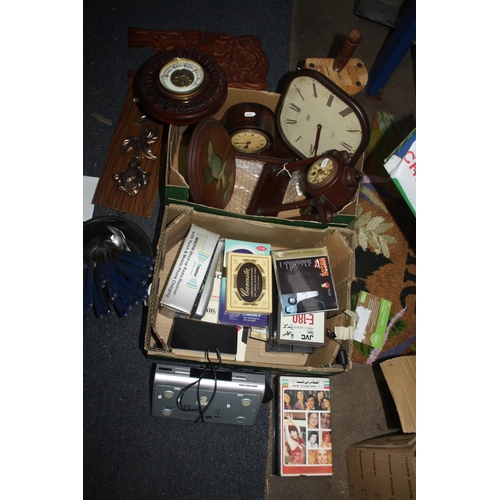 167 - Barometer, clocks, video tapes etc