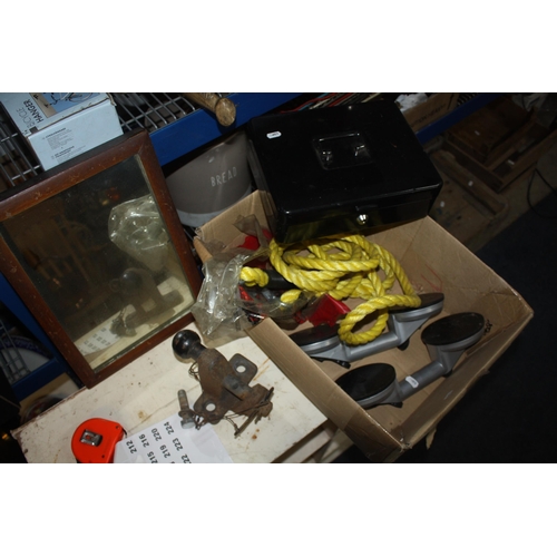 212 - Mirror, cash box, tow rope etc