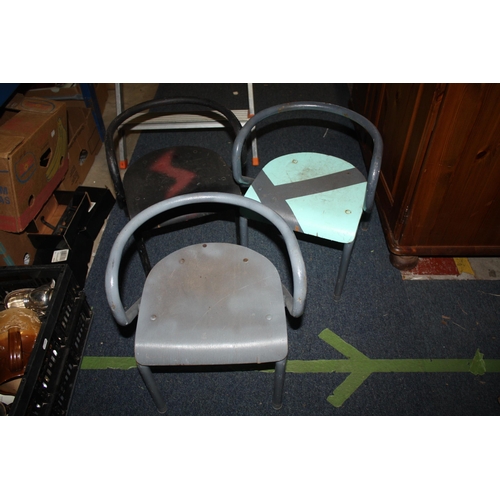 253 - 3 vintage childs metal & wood stools