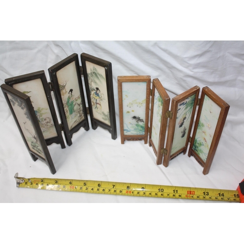 291 - 2 Oriental miniature double sided screens 6