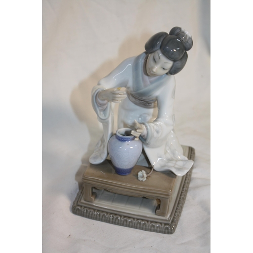 319 - Lladro Oriental lady attending flowers- some damage 8