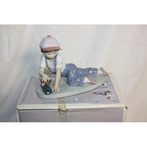 328 - Boxed Lladro boy with train 5 1/2