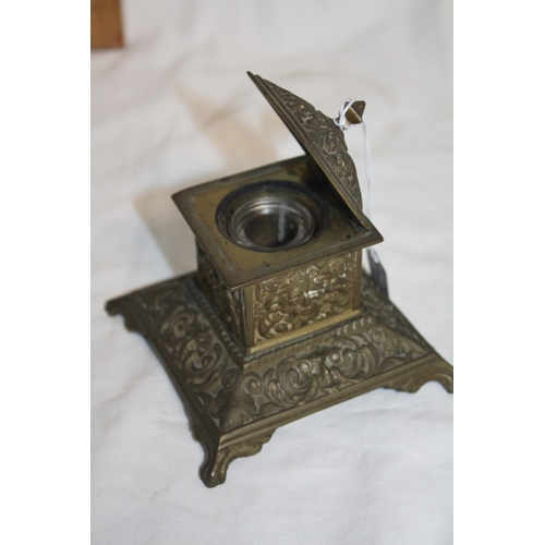 347 - 19th Century brass inkwell 3 1/2