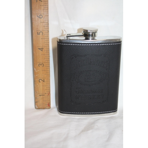 349 - Leather bound hip flask