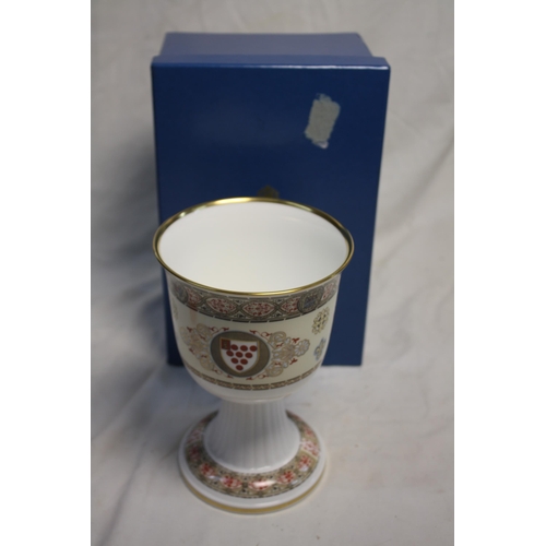 496 - Boxed Royal Worcester Restoration Appeal chalice 7 1/2