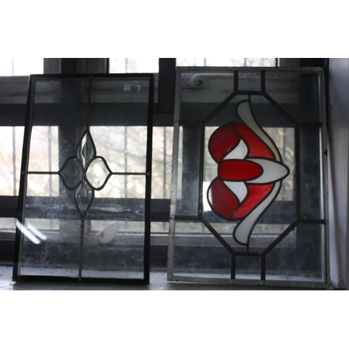 516 - 2 modern stained glass leaded panels 13