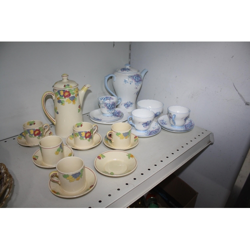 531 - Part Shelley coffee set- Blue spray & Doulton Minden part coffee set