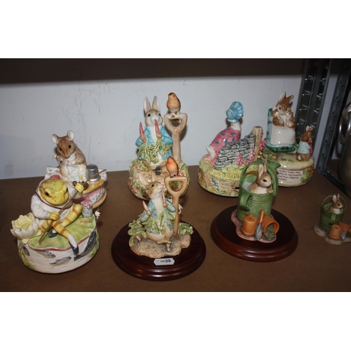 585 - 5 working musical Beatrix Potter figures 7 1/2