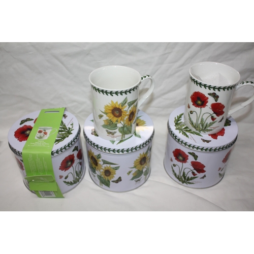 680 - 3 Portmeirion tins containing mugs