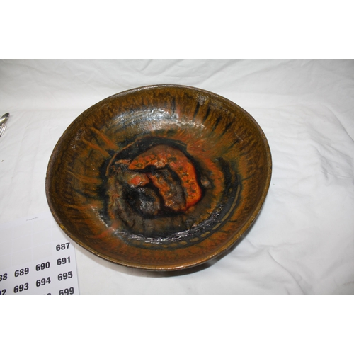 687 - Large studio pottery bowl 13 1/2