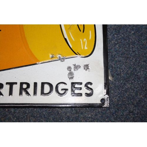 748 - Modern enamel Purdey Cartridges sign 14 1/2