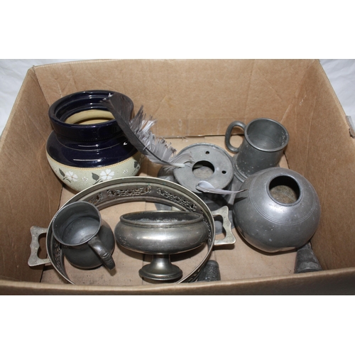 716 - Box pewter etc