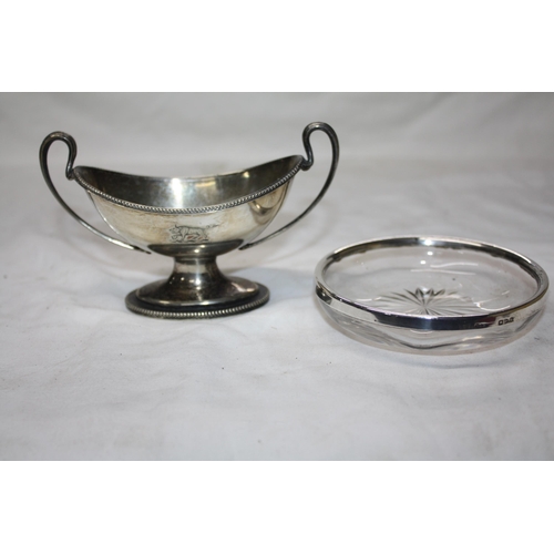 833 - Silver rimmed dish 3 3/4