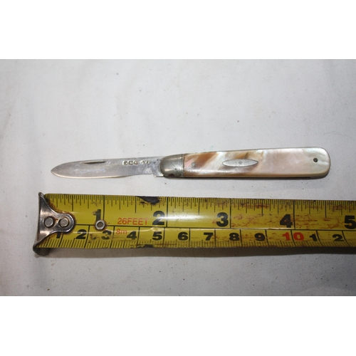 867 - Silver & mother of pearl penknife