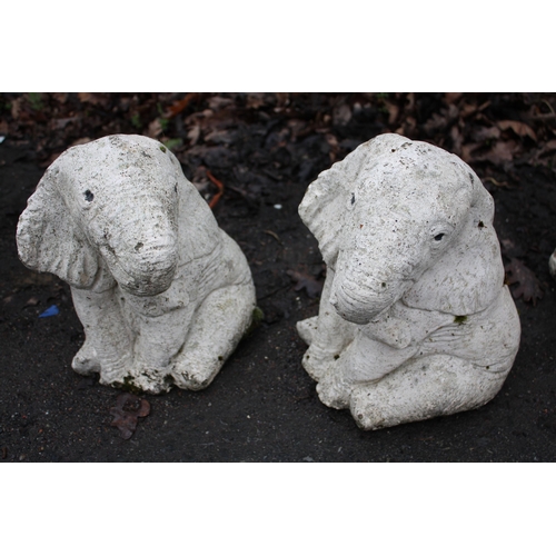 1F - Pair concrete elephants 9 1/2