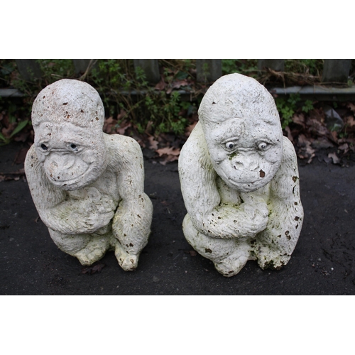 1J - Pair concrete gorillas 12