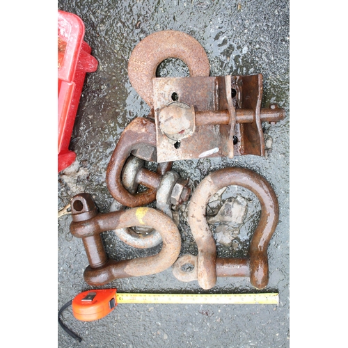 89 - 2 large D shackles & crane hook