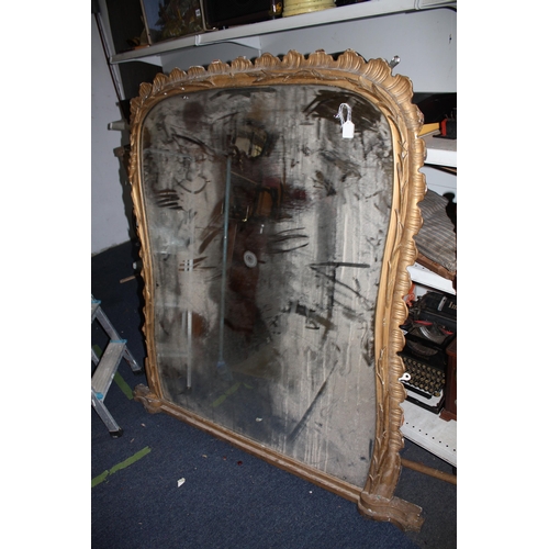 1464 - Large gilt framed overmantel mirror 55