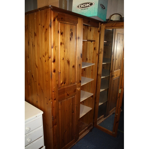 1627 - Pine 2 door wardrobe with internal mirror & removable shelf 72