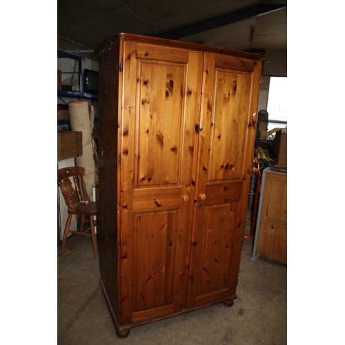 1627 - Pine 2 door wardrobe with internal mirror & removable shelf 72