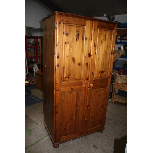 1627 - Pine 2 door wardrobe with internal mirror & removable shelf 72