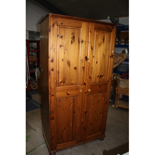 1627 - Pine 2 door wardrobe with internal mirror & removable shelf 72