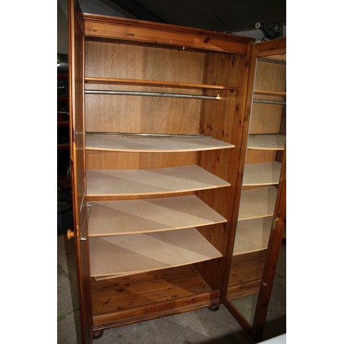 1627 - Pine 2 door wardrobe with internal mirror & removable shelf 72