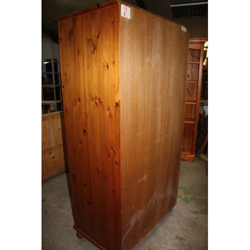 1627 - Pine 2 door wardrobe with internal mirror & removable shelf 72