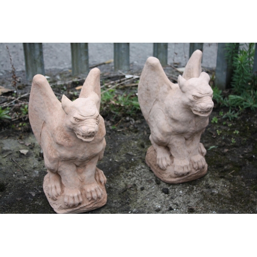 34 - Pair concrete gargoyles/ pillar tops 12