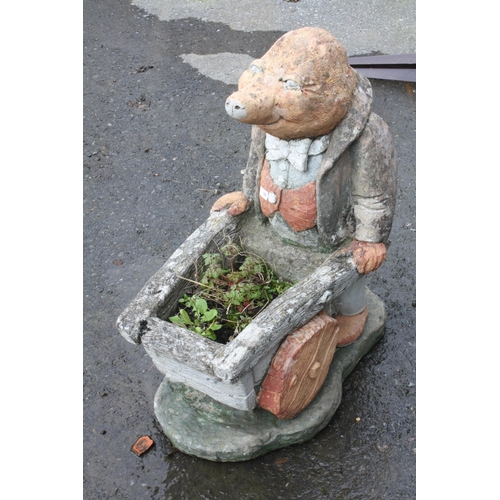 73 - Novelty badger wheelbarrow planter 20