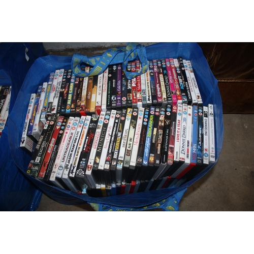 308 - Bag numerous double stacked DVDs