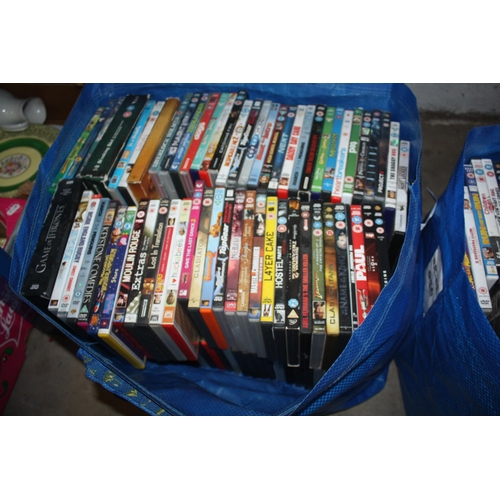 309 - Bag numerous double stacked DVDs