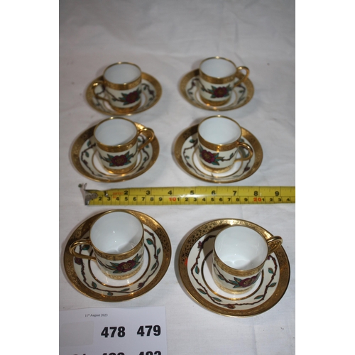 478 - Set 6 Limoges coffee cups & saucers