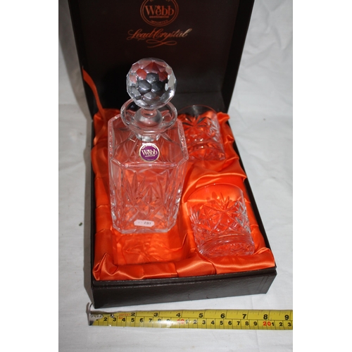 480 - Boxed Webb crystal decanter & glasses