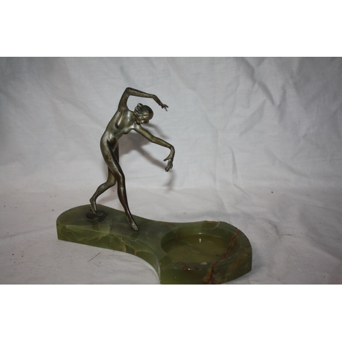 496 - Lorenzl style metal nude dancer on onyx base 9