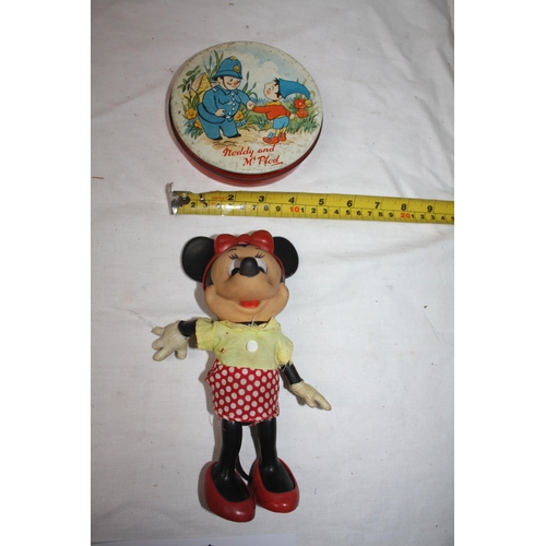 505 - Huntley & Palmers biscuit tin & Disney Minnie Mouse figure