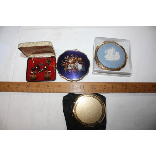 1477 - 3 assorted powder compacts & quantity cufflinks