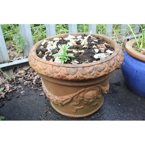 14 - Decorated terracotta planter 11 1/2