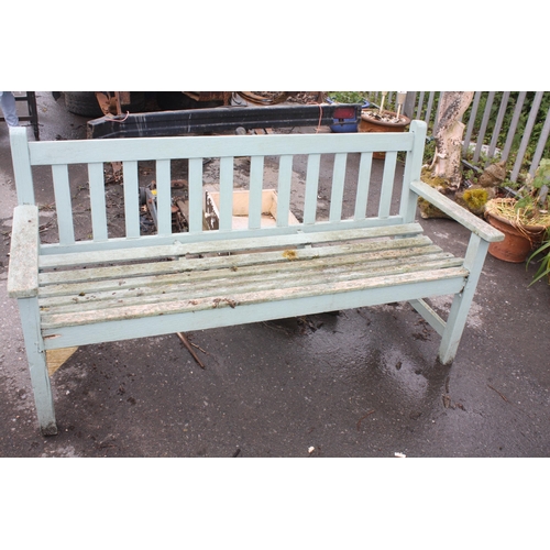 36 - Blue painted garden bench 61