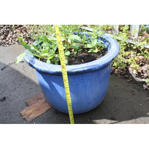 4 - Blue glazed planter 11 1/2