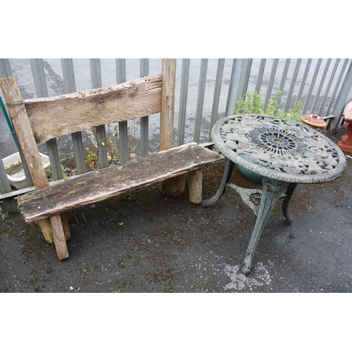 51 - Rustic bench & plastic patio table