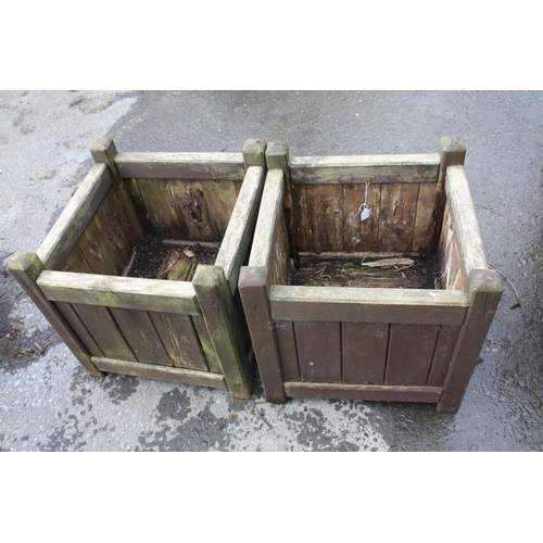 113 - Pair square wooden planters 16