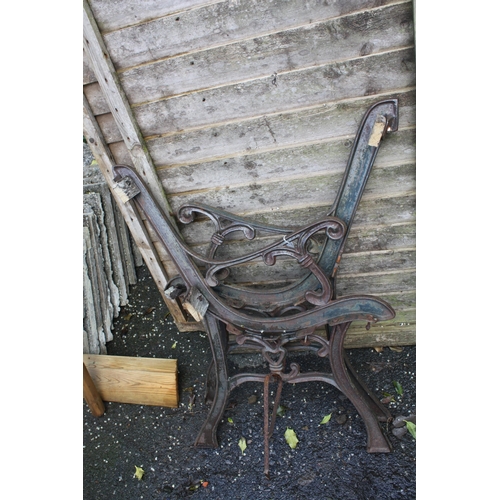 119 - Pair iron bench ends