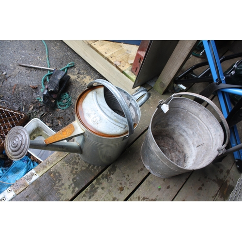 160 - Galvanised bucket & watering can