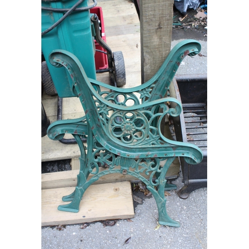 195 - Pair of iron bench ends