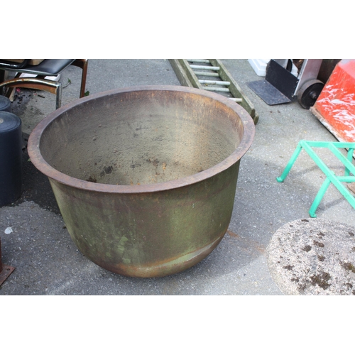 94 - Large cast iron cauldron with drainage hole 22