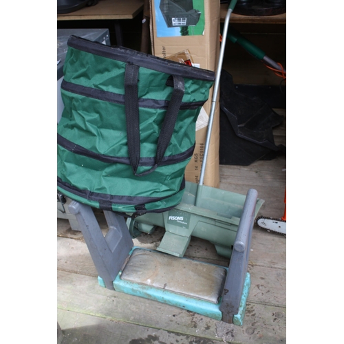 119 - Seed sower, garden kneeler & leaf bag