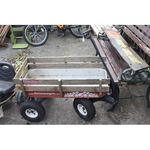 168 - Retro wagon garden trolley with pneumatic tyres