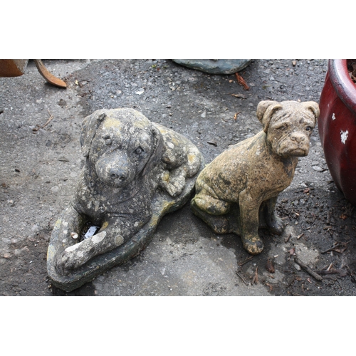 165 - 2 concrete dog ornaments- tallest 11